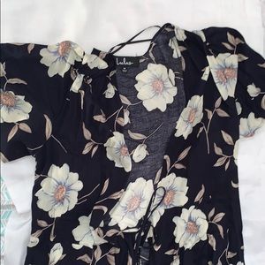 Long wrap blue navy/ flower dress